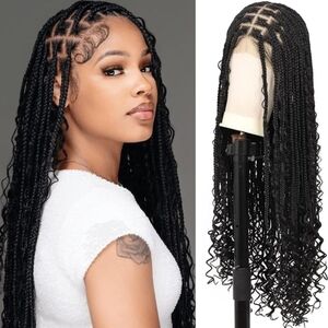 36 Inch, 13x8 HD Lace Front Knotless Boho Braided Wig